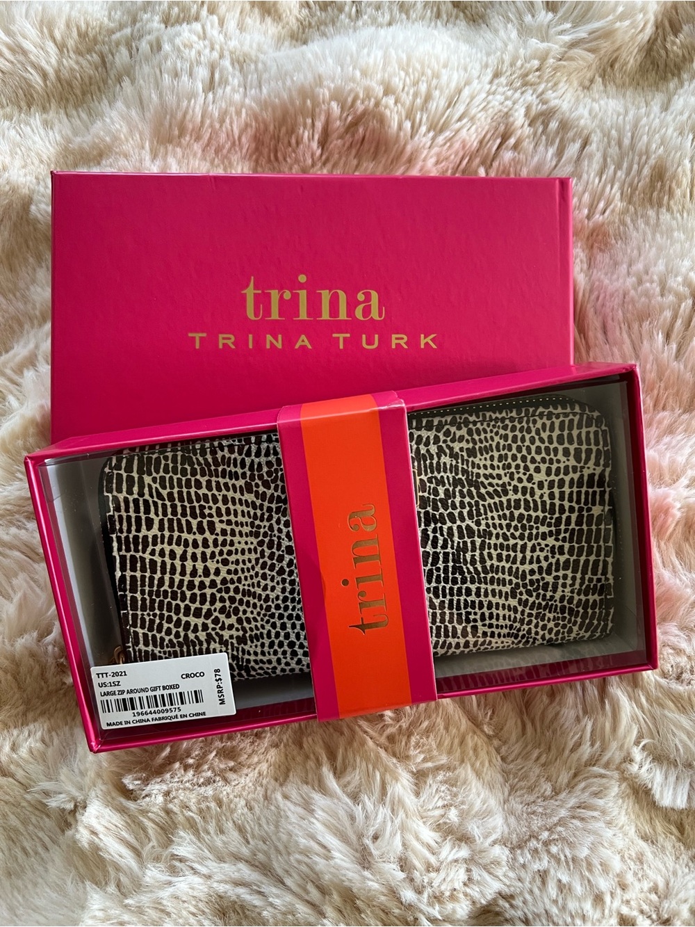 Trina Turk Croc Wallet with Gold Hardware